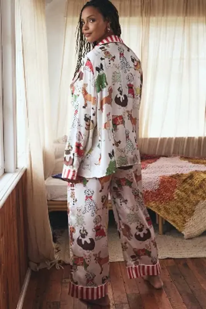 Rachel Parcell Long-Sleeve Satin Pajama Set