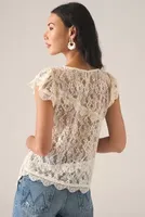 By Anthropologie Sheer Lace Tee