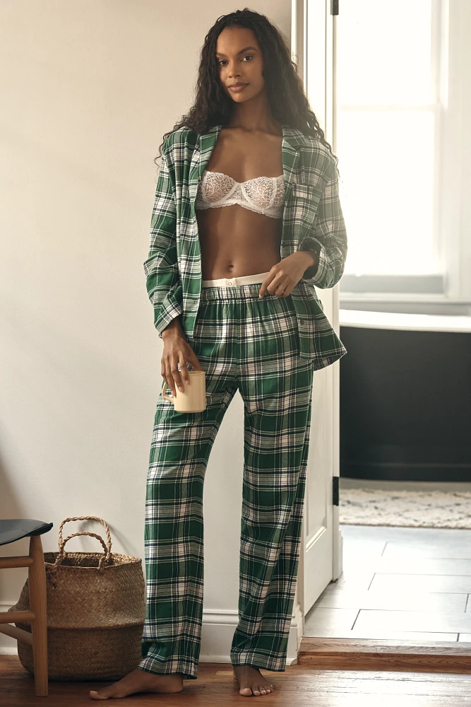 Eberjey Long-Sleeve Flannel Pajama Set