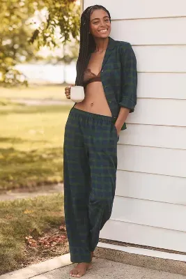 Eberjey Long-Sleeve Flannel Pajama Set