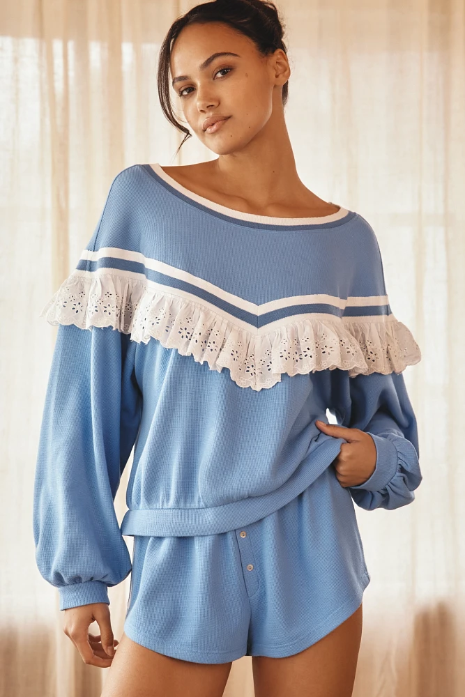 By Anthropologie Ruffle Sweatshirt