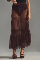 By Anthropologie Sheer Lace Maxi Skirt