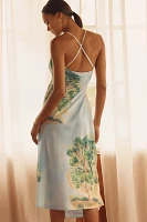 By Anthropologie Sleeveless Silky Slip Midi Dress