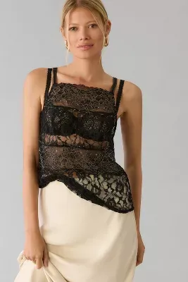 By Anthropologie Sheer Mixed Lace Cami