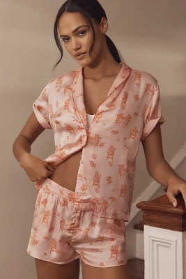 By Anthropologie Silky Patterned Pajama Shorts