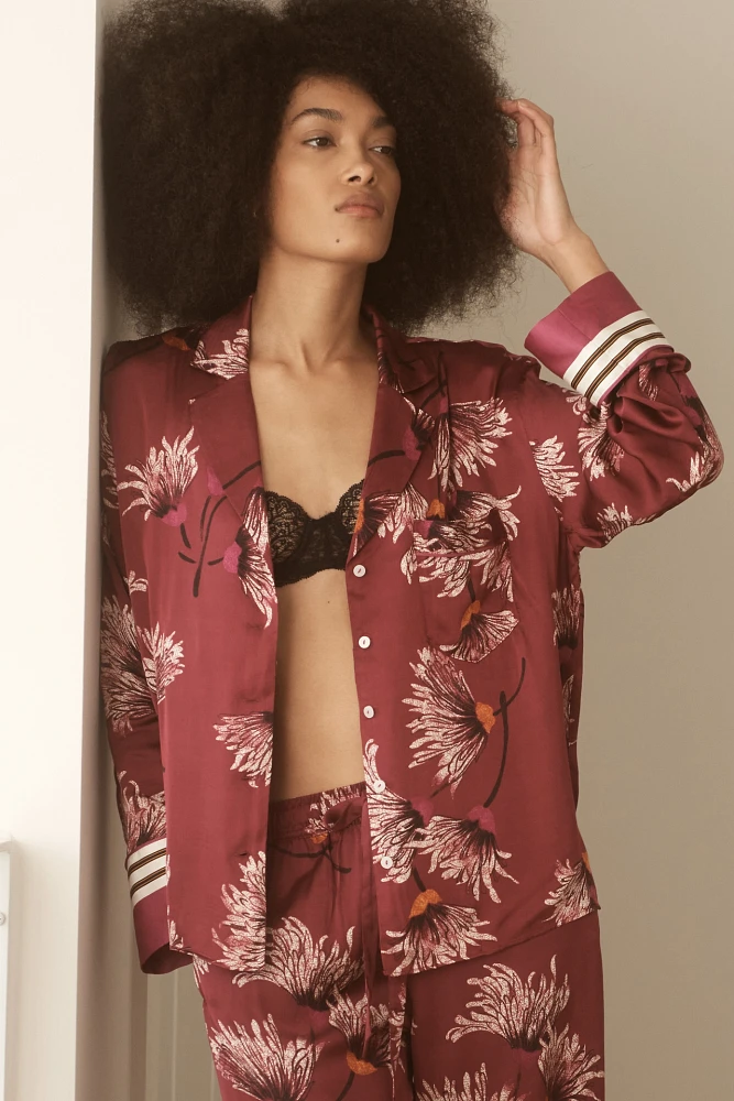 By Anthropologie Oversized Button-Front Pajama Shirt