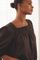 The GREAT. Sleep Eyelet Button Top