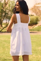 Damson Madder Elspeth Linen Blend Embroidered Mini Nap Dress
