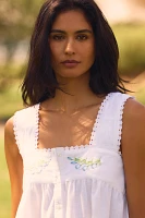 Damson Madder Elspeth Linen Blend Embroidered Mini Nap Dress