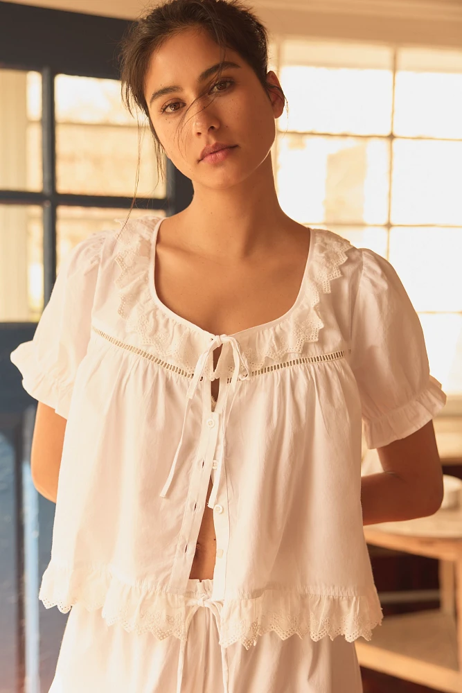 Damson Madder Harling Puff-Sleeve Broderie Blouse