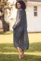 By Anthropologie Long-Sleeve Printed Sheer Midi Dress
