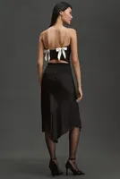 By Anthropologie Asymmetrical Satin Slip Skirt