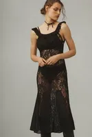 By Anthropologie Sheer Lace Midi Dress