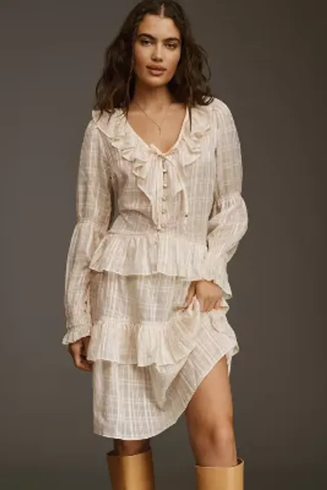 By Anthropologie Ruffle Sleeve Dress