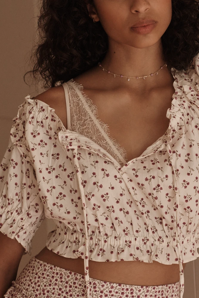 By Anthropologie Ruffled Flannel Top
