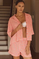 Papinelle Seersucker Gingham Buttondown Shirt & Boxer Shorts Pajama Set