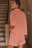 Papinelle Seersucker Gingham Buttondown Shirt & Boxer Shorts Pajama Set