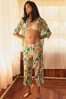 Papinelle Audrey Silk Blend Floral Cropped Pajama Set