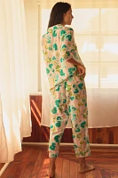 Papinelle Audrey Silk Blend Floral Cropped Pajama Set