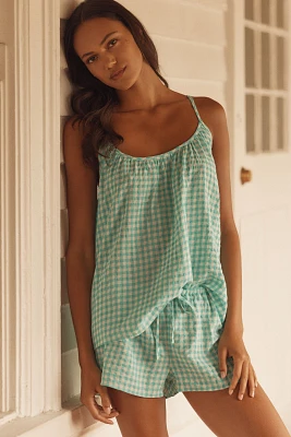 Papinelle Seersucker Gingham Cami & Boxer Shorts Pajama Set