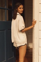 Papinelle Annabelle Satin Buttondown Shirt & Boxer Shorts Pajama Set