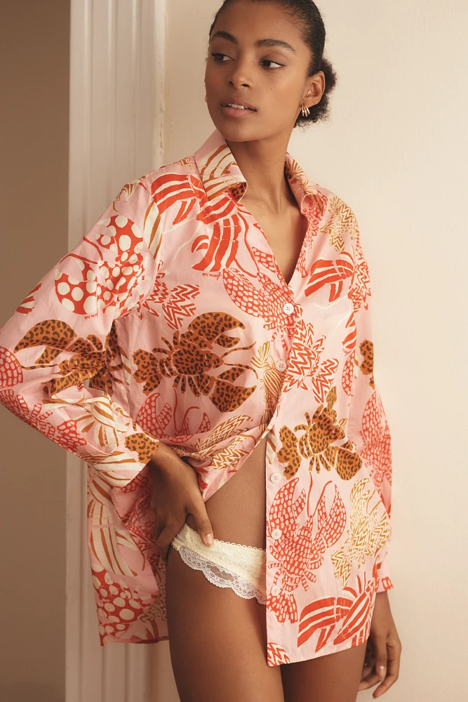 Farm Rio x Anthropologie Long-Sleeve Printed Buttondown Shirt