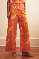 Farm Rio x Anthropologie Printed Scallop-Hem Wide-Leg Pants