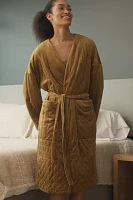 By Anthropologie Velvet Quilted Robe