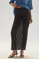 By Anthropologie Sheer Lace Midi Skirt