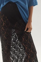 By Anthropologie Sheer Lace Midi Skirt