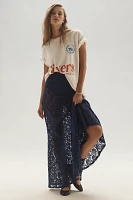 By Anthropologie Sheer Tiered Lace Maxi Skirt