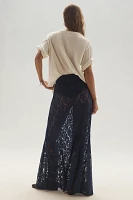 By Anthropologie Sheer Tiered Lace Maxi Skirt