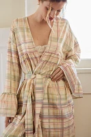 By Anthropologie Ruffled-Long-Sleeve Flannel Robe