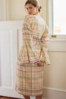 By Anthropologie Ruffled-Long-Sleeve Flannel Robe