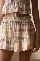 By Anthropologie Ruffled-Hem Flannel Pajama Shorts