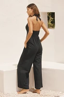 LSPACE Alena Halter Wide-Leg Linen Jumpsuit