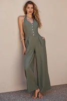 LSPACE Alena Halter Wide-Leg Linen Jumpsuit