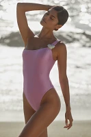 LSPACE Luminescent One-Shoulder One-Piece Swimsuit