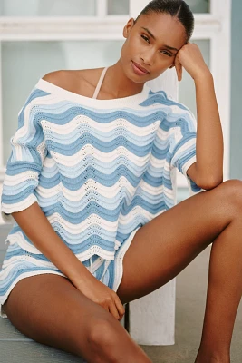 LSPACE Make Waves Short-Sleeve Cropped Top