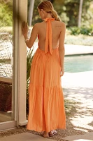 LSPACE Soller Halter Tiered Maxi Dress