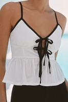 LSPACE Agnes Tie-Front Poplin Tank