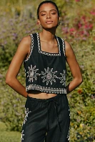 LSPACE x Rails Akira Linen Embroidered Crop Top