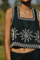 LSPACE x Rails Akira Linen Embroidered Crop Top