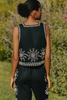 LSPACE x Rails Akira Linen Embroidered Crop Top