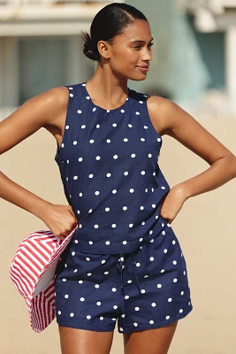 Beach Riot Dollie Linen Blend Polka Dot Tank Top