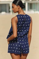 Beach Riot Birkley Linen Blend Polka Dot Drawstring Shorts