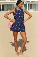 Beach Riot Birkley Linen Blend Polka Dot Drawstring Shorts