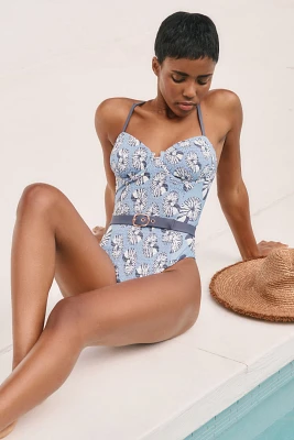 By Anthropologie Jodie Belted One-Piece Swimsuit