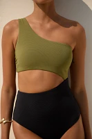 JETS Versa Rib One-Shoulder One-Piece Swimsuit