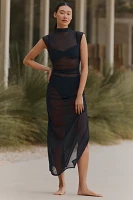 JETS Jetset Lure Ruched Sheer Mesh Midi Dress
